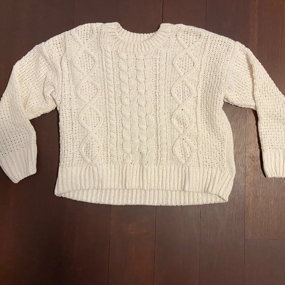 Garage White Cable Knit Sweater